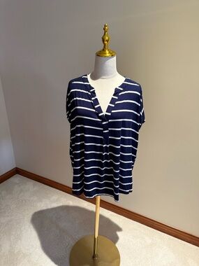 Spense Navy & White Striped V-Neck Tunic